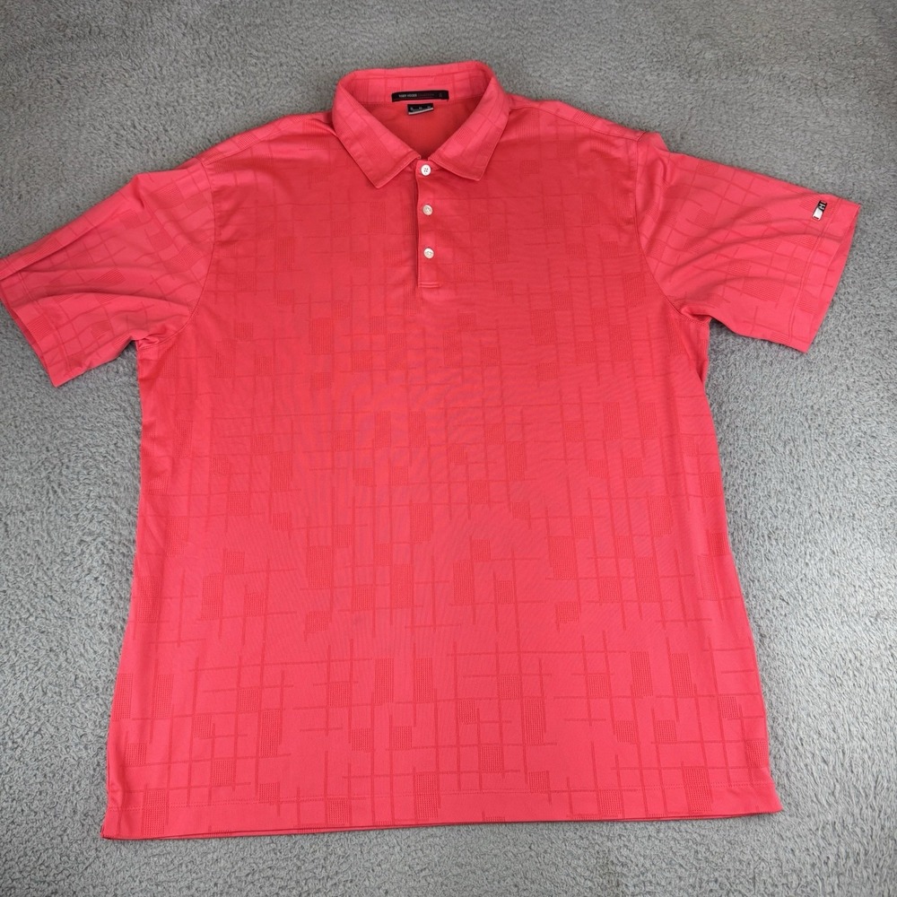 Nike Tiger Woods Polo Shirt Y2k Red/pink Design Mens Size Xl Dri Fit